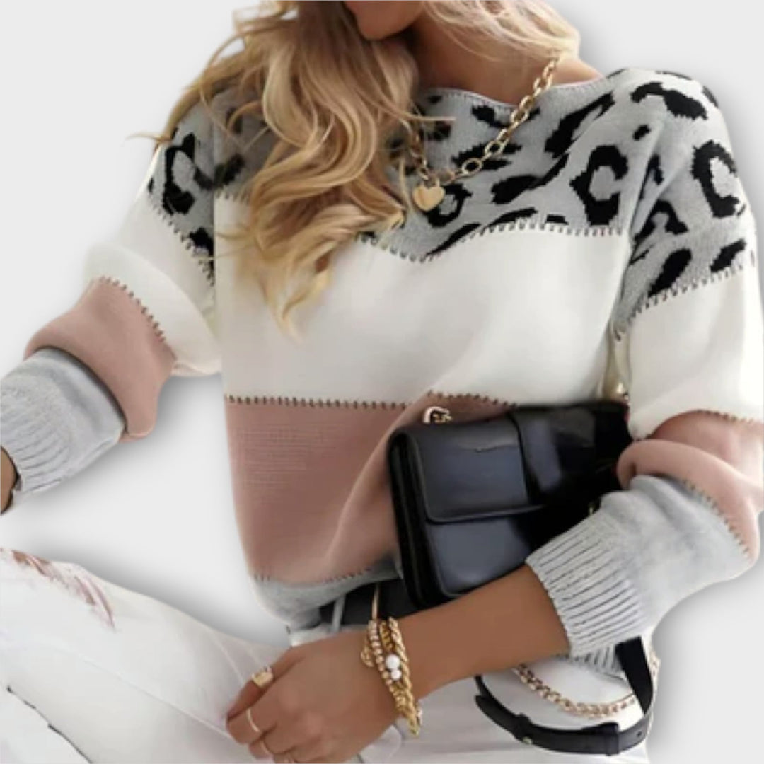 Cheyenne - Casual Jumper With Leopard Print Design
