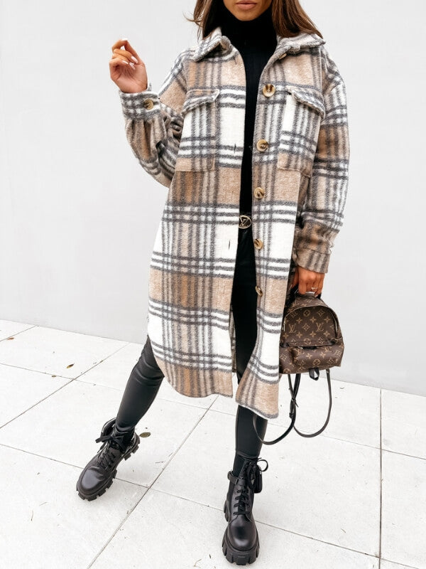 Kaitlyn - Plaid Longline Jacket