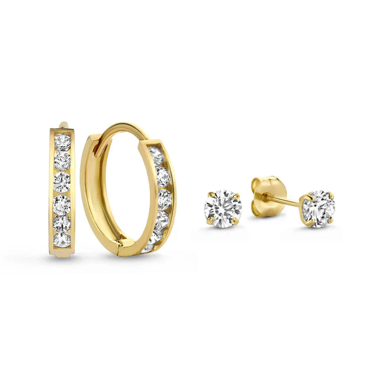 Josephine Brillane Stone Earrings Set | Gold