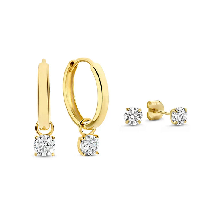 Poppy Stone Earrings Set | Gold