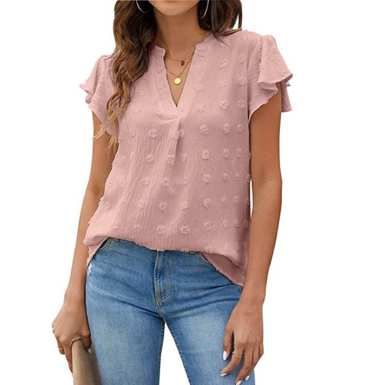 Elya - Textured V-Neck Shirt