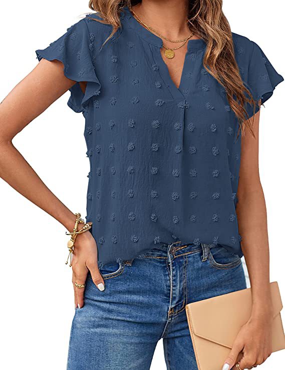 Elya - Textured V-Neck Shirt