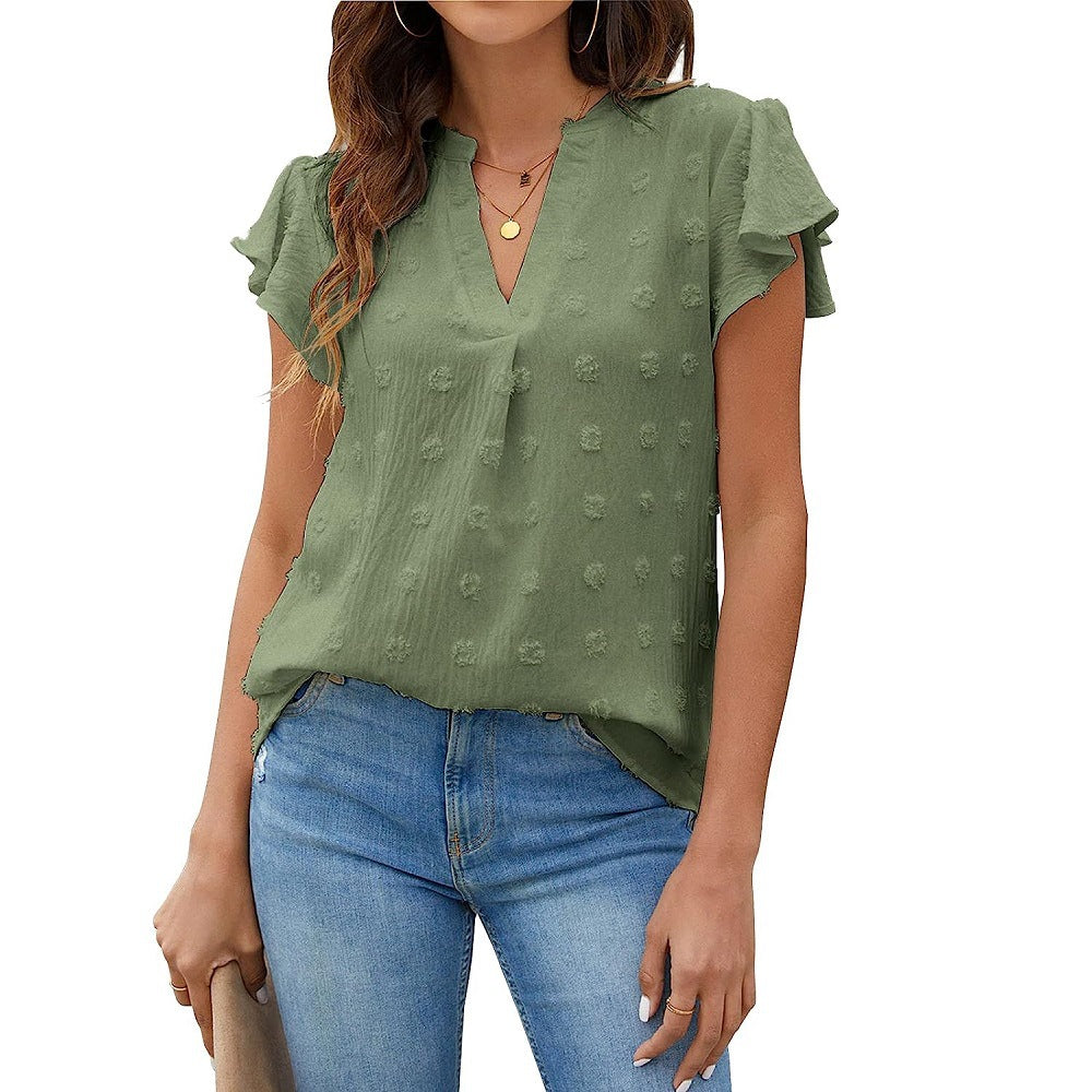Elya - Textured V-Neck Shirt