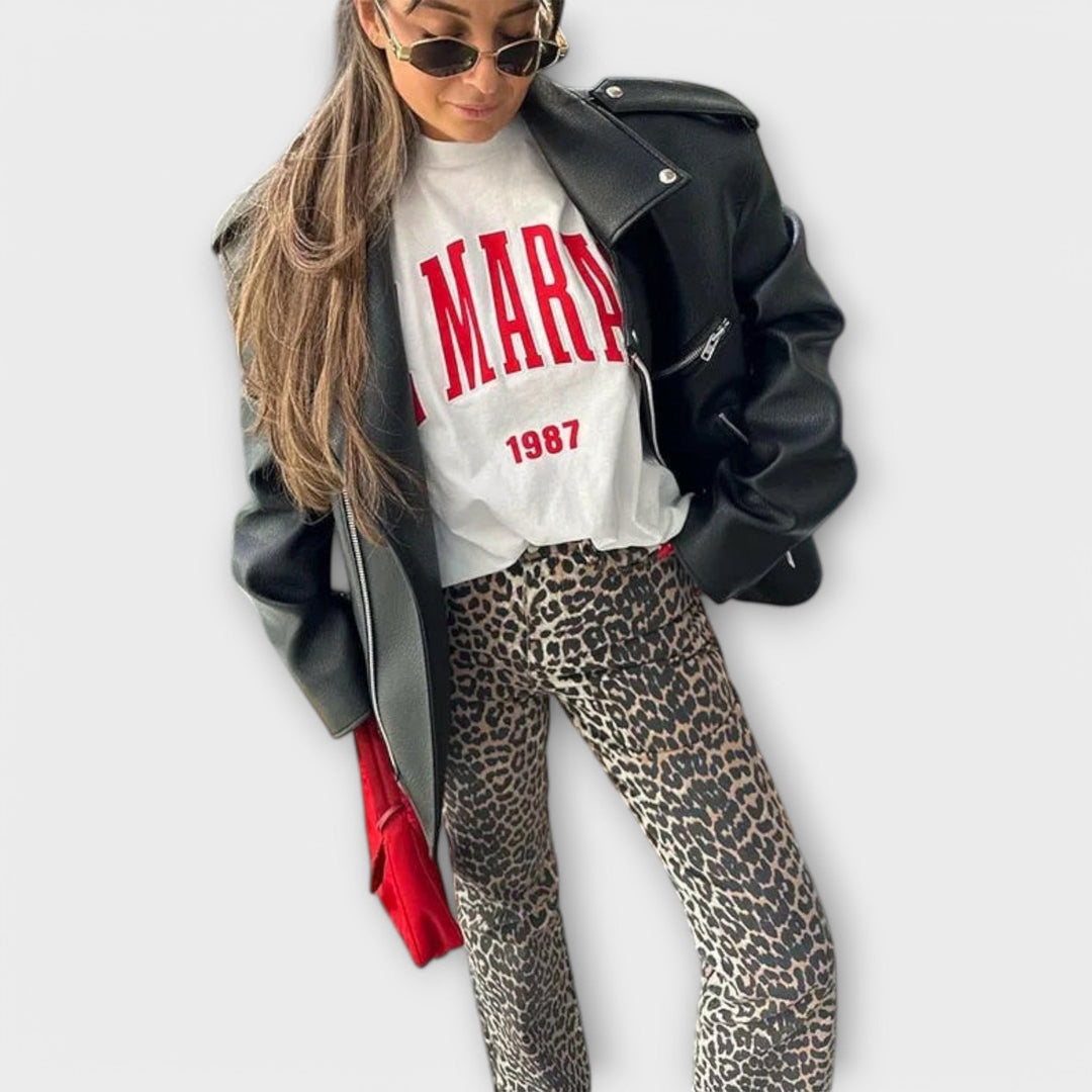 Chandra - Vintage Leopard Print Jeans