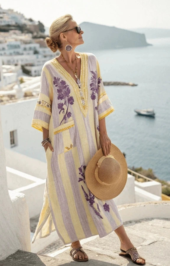 Clara – Printed V-Neck Maxi Dress