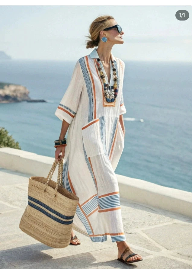 Clara – Printed V-Neck Maxi Dress