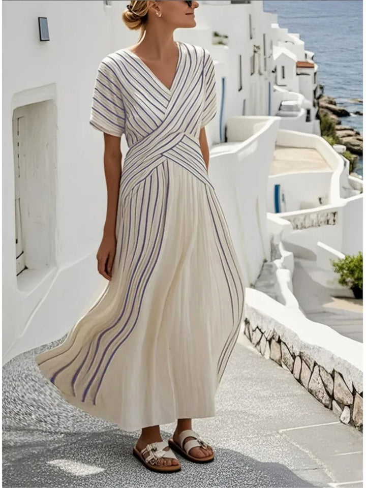 Elena – Striped Linen Maxi Dress