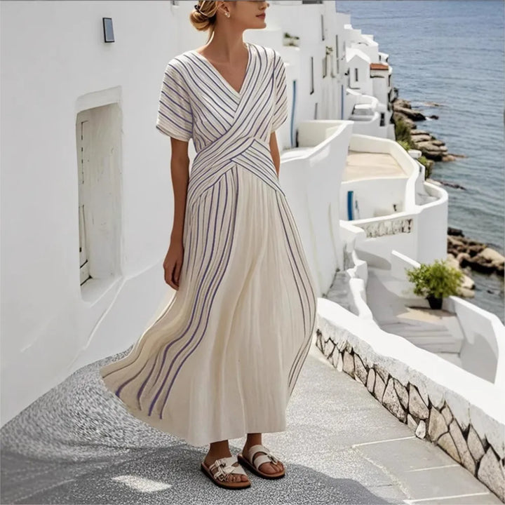 Elena – Striped Linen Maxi Dress