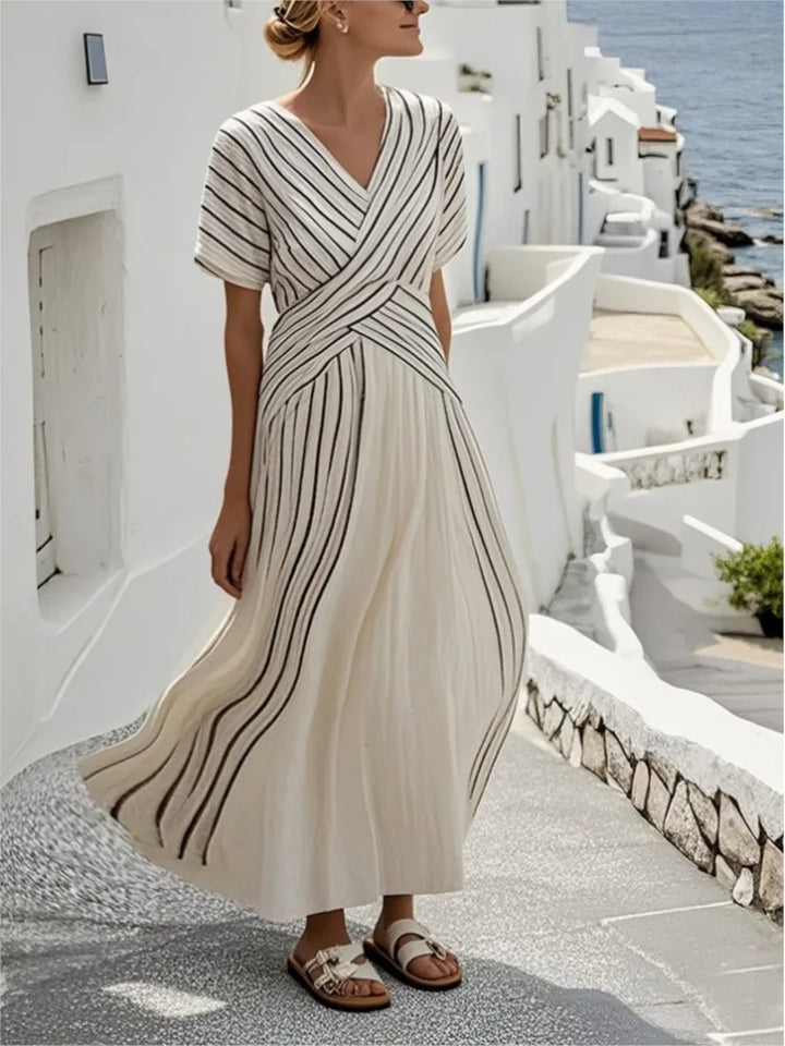 Elena – Striped Linen Maxi Dress