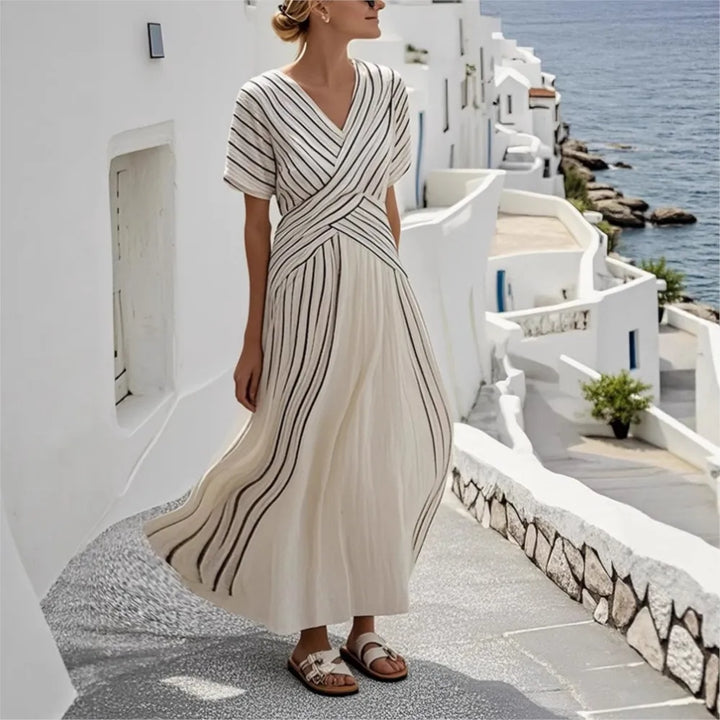 Elena – Striped Linen Maxi Dress