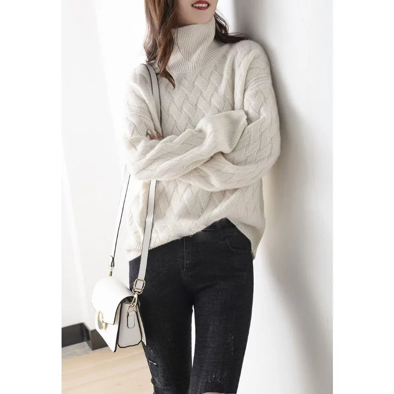 Elarise - Braided Turtleneck Sweater
