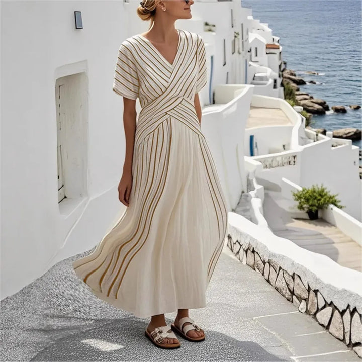 Elena – Striped Linen Maxi Dress