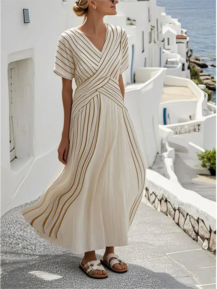 Elena – Striped Linen Maxi Dress