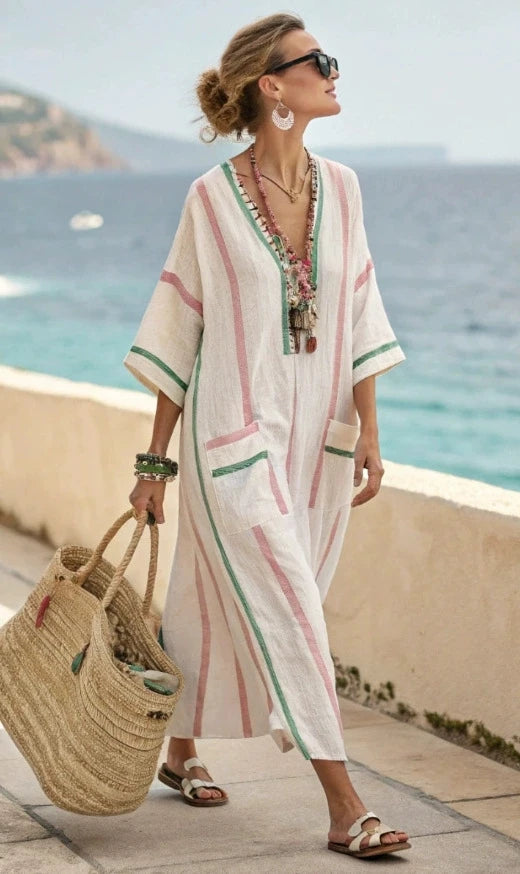 Clara – Printed V-Neck Maxi Dress
