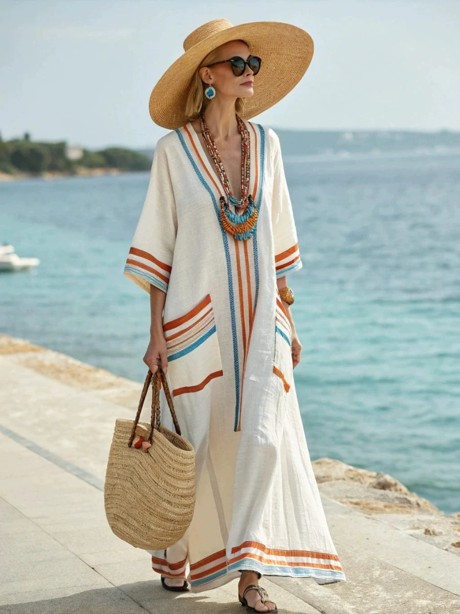Clara – Printed V-Neck Maxi Dress