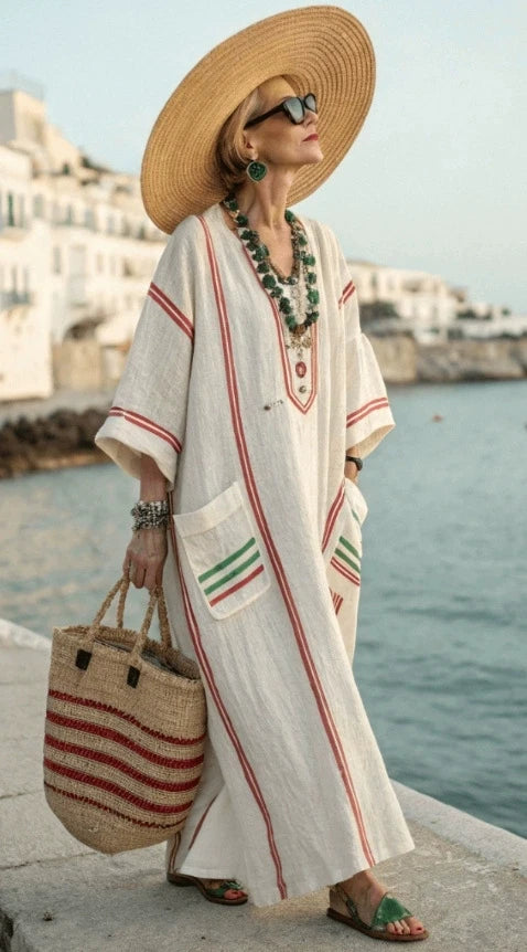 Clara – Printed V-Neck Maxi Dress