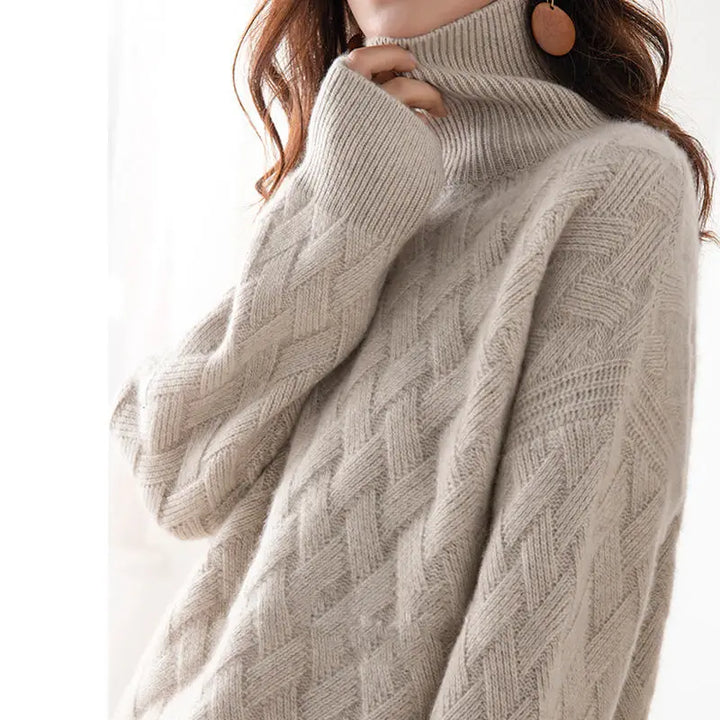 Elarise - Braided Turtleneck Sweater