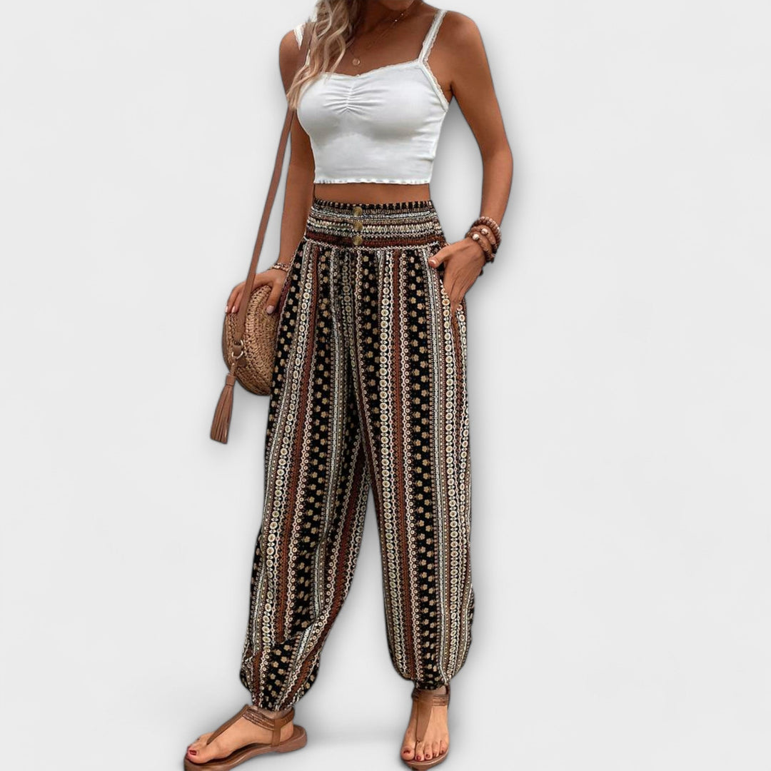 Scarlett - Pants with Ethnic Graphic Print
