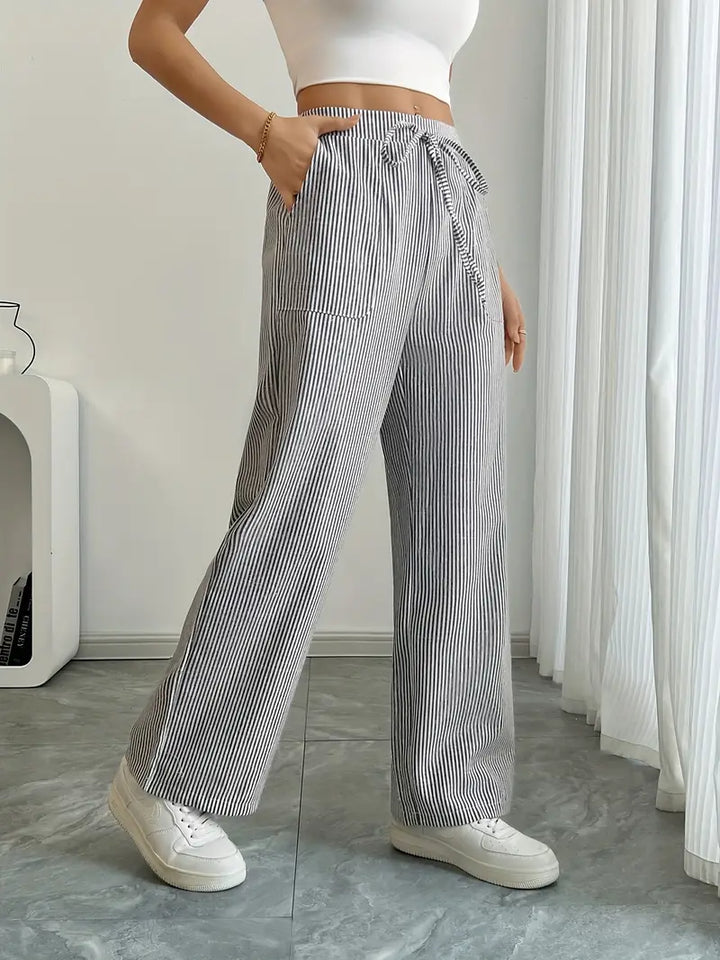 Alina™ | Elegant Striped Trousers with Pockets