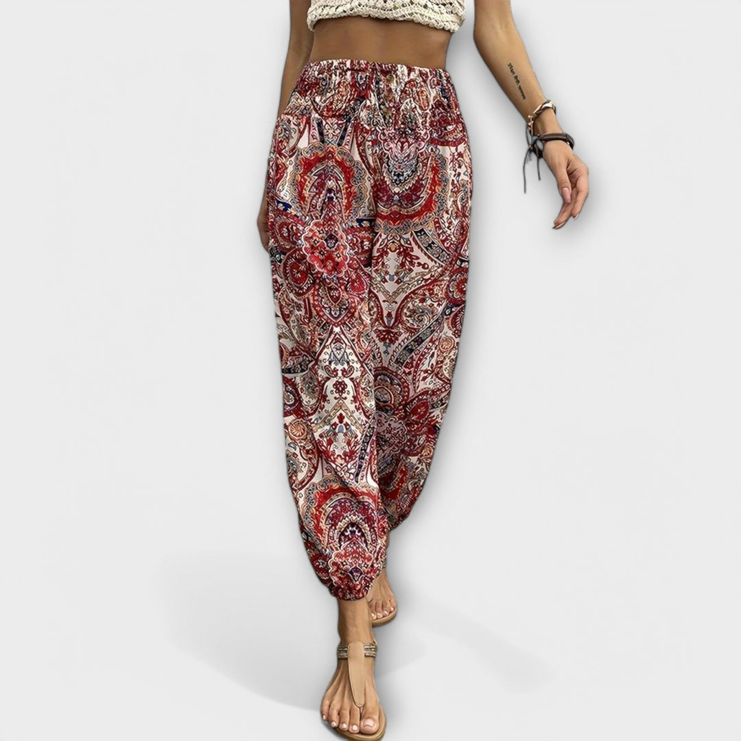 Scarlett - Pants with Ethnic Graphic Print