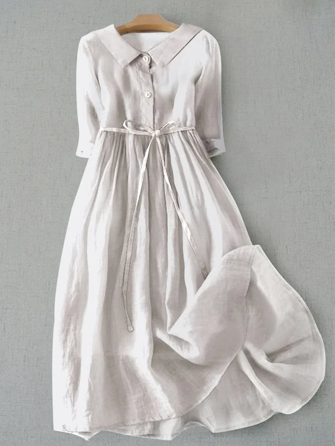Eliza - Elegant Half Sleeve Lace-Up Waist Dress