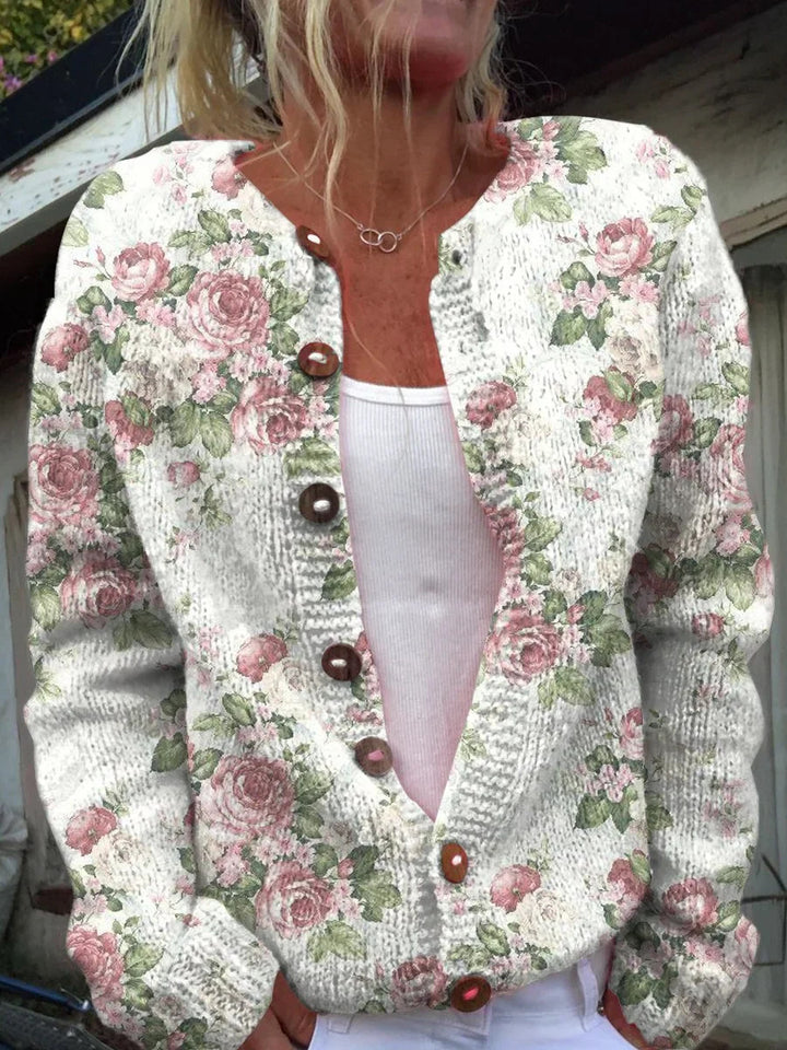 Amelia – Knitted cardigan with print