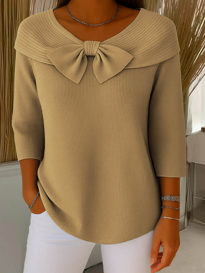 Margaret - knitted jumper with bow and 3/4 sleeves