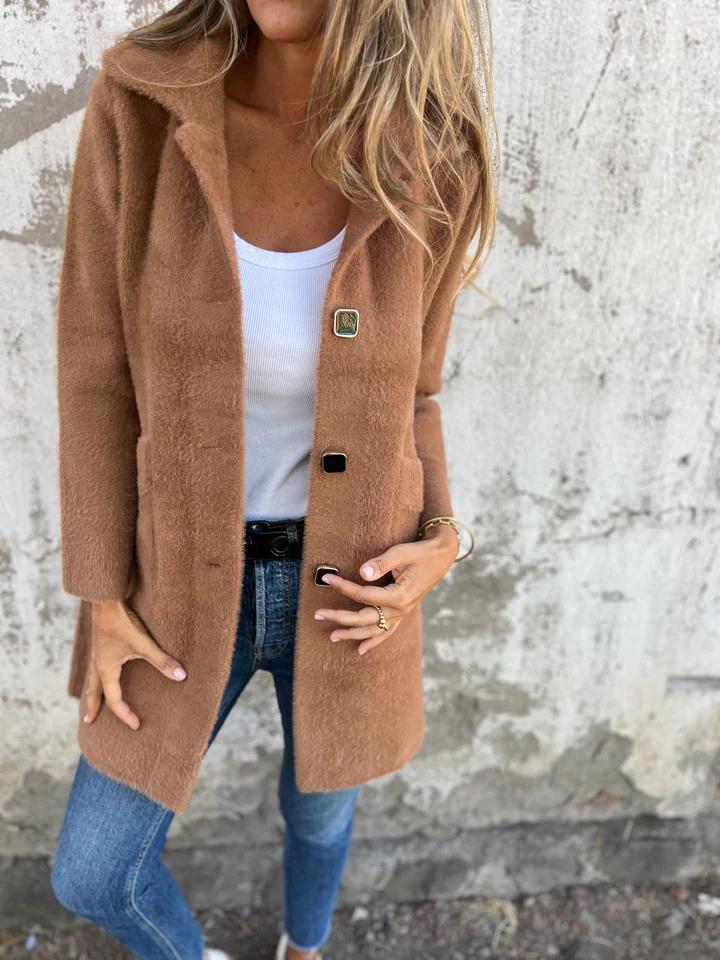Eleanor – Casual Single-Breasted Thick Coat with Lapels