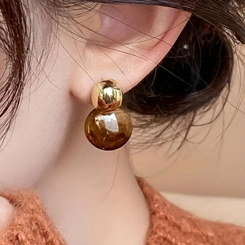 Amber Drop Earrings | Gold