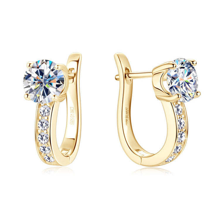Penelope Moissanite Huggie Earrings | Gold