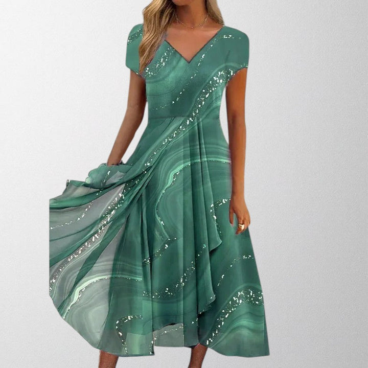 Olivia – Elegant V-neck Midi Dress